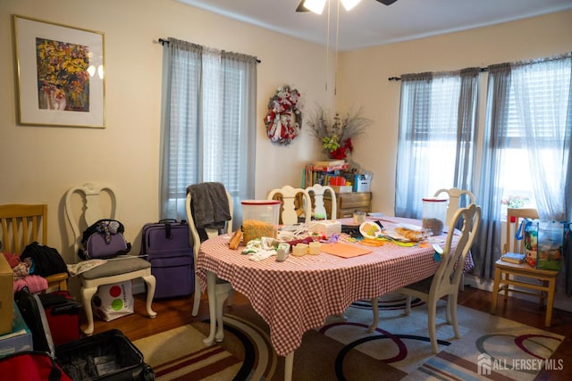 50 Heald St, Carteret, NJ 07008 - dining area featuring wood finished floors and ceiling fan