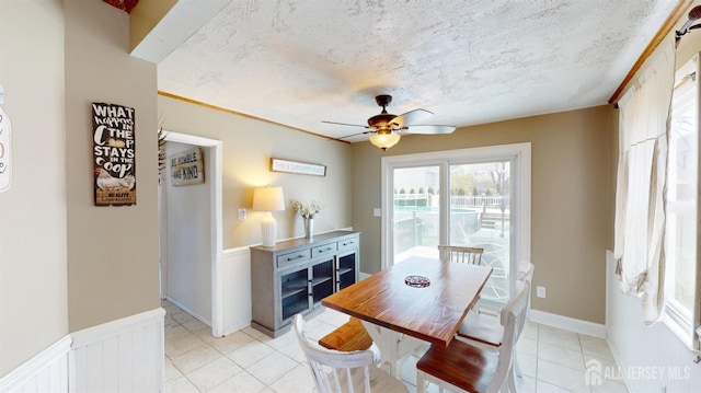 68 Applegate Ave, Monroe, NJ 08831 - dining space with a ceiling fan, light tile patterned floors, and a textured ceiling