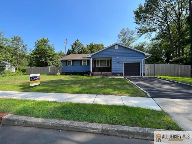 398 Waltham Ave, Metuchen, NJ 08840 - ranch-style house featuring a garage, asphalt driveway, and covered porch