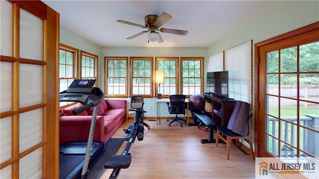 398 Waltham Ave, Metuchen, NJ 08840 - office with wood finished floors, healthy amount of natural light, and a ceiling fan