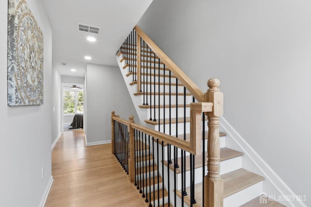 39 S Pierson Rd, Maplewood, NJ 07040 - stairway featuring wood finished floors, baseboards, and recessed lighting