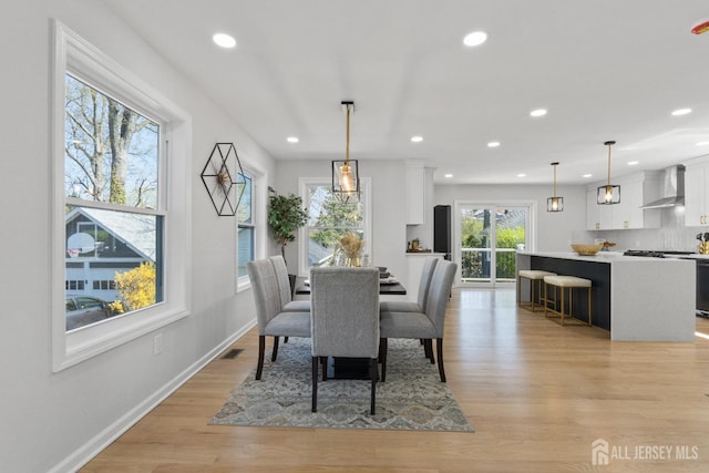 39 S Pierson Rd, Maplewood, NJ 07040 - dining area with light wood-type flooring, recessed lighting, and baseboards