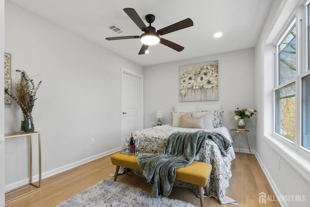 39 S Pierson Rd, Maplewood, NJ 07040 - bedroom featuring light wood-type flooring, baseboards, recessed lighting, and ceiling fan