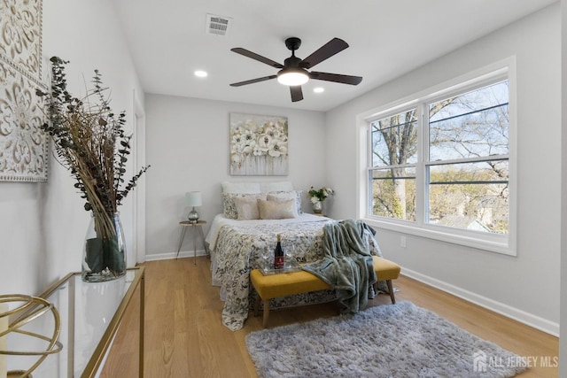 39 S Pierson Rd, Maplewood, NJ 07040 - bedroom with wood finished floors, baseboards, recessed lighting, and ceiling fan