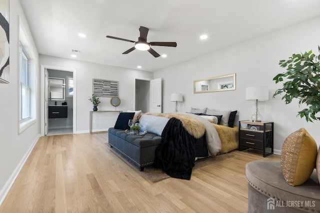 39 S Pierson Rd, Maplewood, NJ 07040 - bedroom featuring light wood-style floors, recessed lighting, baseboards, and ceiling fan