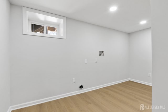 39 S Pierson Rd, Maplewood, NJ 07040 - laundry room featuring wood finished floors, recessed lighting, baseboards, and washer hookup