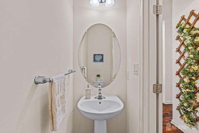 22 Larkspur Ln, Monroe, NJ 08831 - bathroom featuring wood finished floors and a sink
