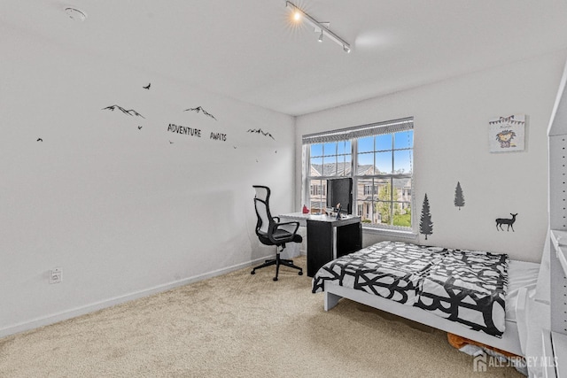 22 Larkspur Ln, Monroe, NJ 08831 - carpeted bedroom with rail lighting and a desk