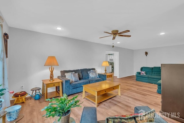 74 Ravine Dr, Matawan, NJ 07747 - living room with wood finished floors, ceiling fan, and recessed lighting
