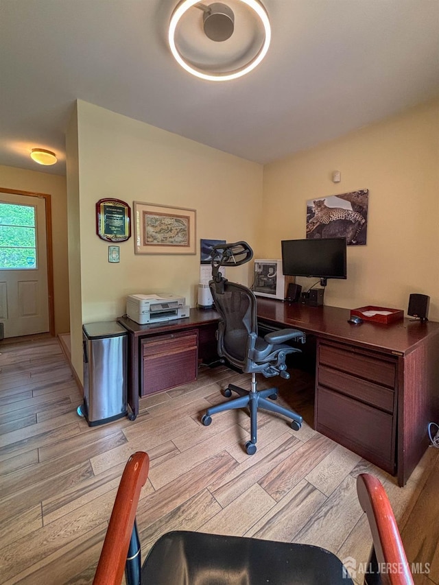 office area featuring light wood-style floors