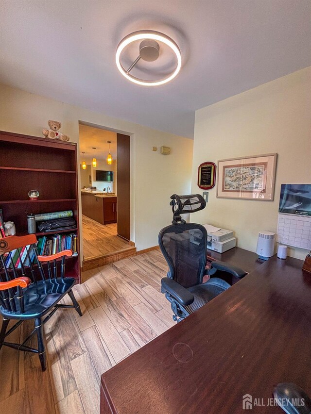 office area featuring wood finished floors