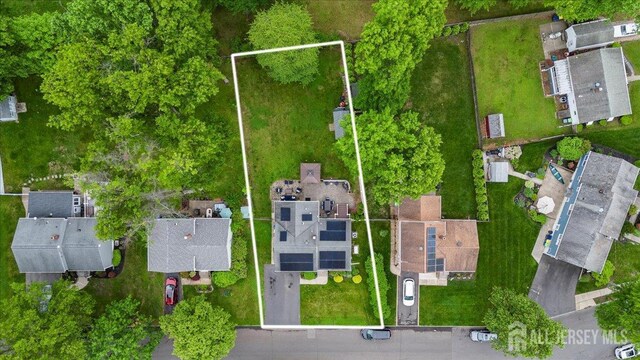606 Hayward St, Bound Brook, NJ 08805 - aerial perspective of suburban area featuring property parcel outlined
