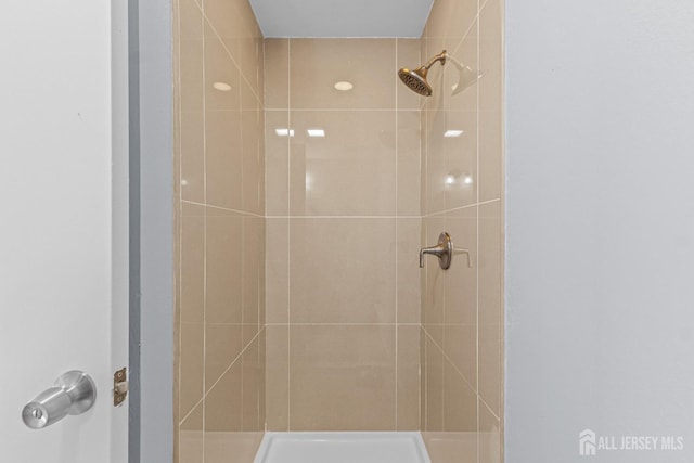 bathroom with a shower stall