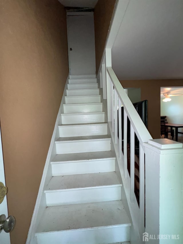 64 Bender Ave, Iselin, NJ 08830 - stairs with ceiling fan
