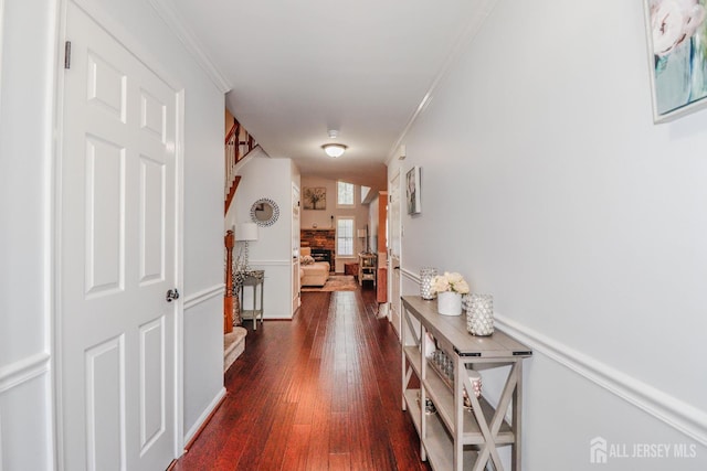 802 Carnaby Ln, Toms River, NJ 08753 - hallway featuring crown molding and dark wood-style floors