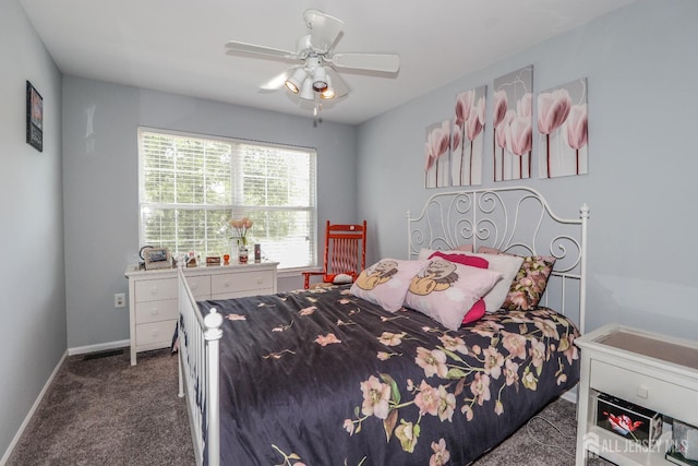 802 Carnaby Ln, Toms River, NJ 08753 - bedroom featuring dark colored carpet and a ceiling fan