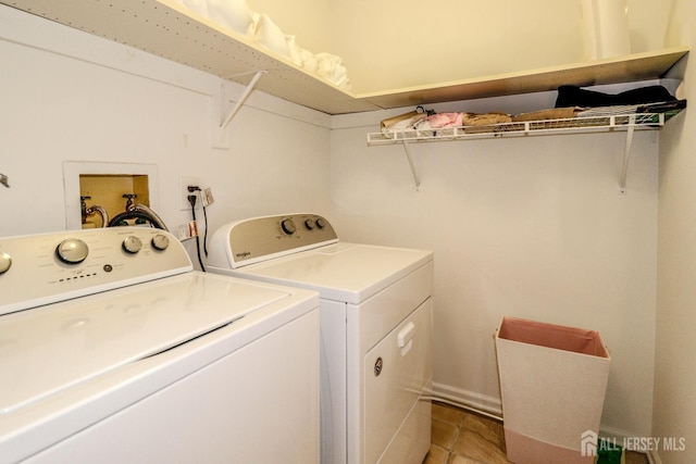 802 Carnaby Ln, Toms River, NJ 08753 - laundry area with separate washer and dryer and light tile patterned floors