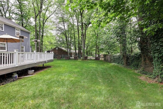 70 Surrey Ln, Woodbridge Proper, NJ 07067 - fenced backyard featuring a deck
