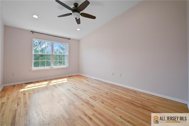 21 Capica Ct Unit 89, South Amboy, NJ 08879 - empty room with ceiling fan, light wood-style floors, lofted ceiling, and recessed lighting