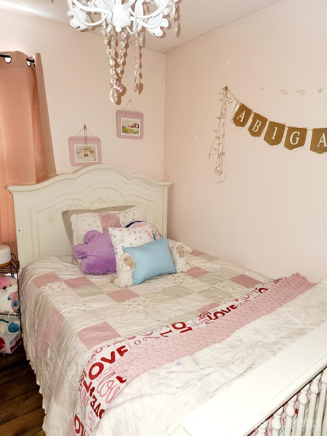 539 Locust Ave, Garwood, NJ 07027 - bedroom with a chandelier and wood finished floors