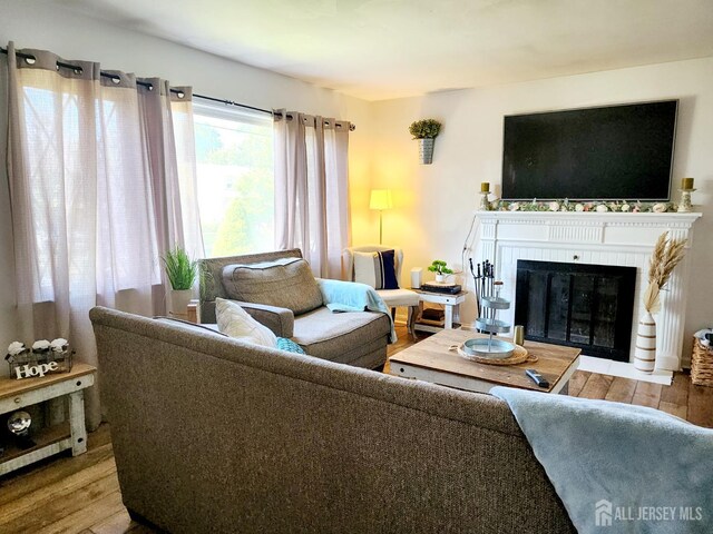 539 Locust Ave, Garwood, NJ 07027 - living room with wood finished floors and a fireplace