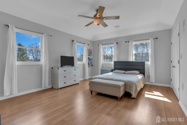 896 Kearney Dr, North Brunswick, NJ 08902 - bedroom with ceiling fan, baseboards, visible vents, and light wood-style floors