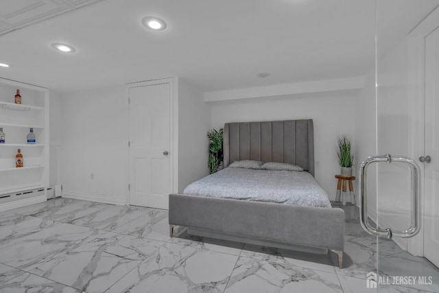 896 Kearney Dr, North Brunswick, NJ 08902 - bedroom with baseboards, marble finish floor, and recessed lighting