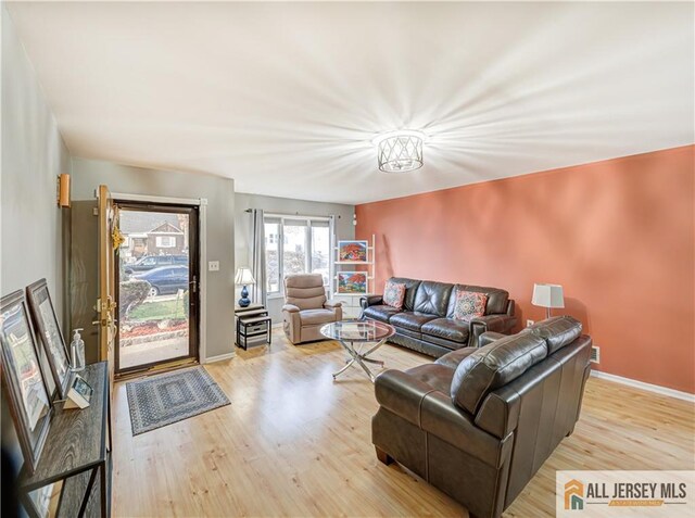 living room featuring light wood-type flooring