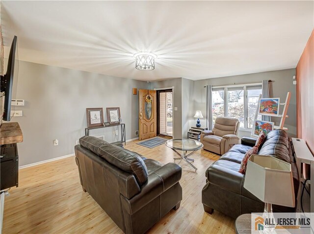 living room featuring light hardwood / wood-style flooring