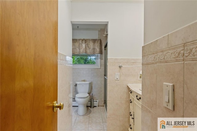 8 Harold Ave, Edison, NJ 08820 - full bathroom with toilet, tile walls, tile patterned floors, a stall shower, and vanity