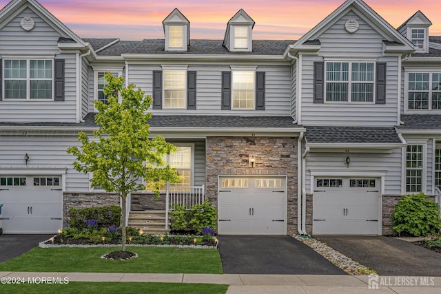 44 Begonia Ln, Monroe, NJ 08831 - multi unit property featuring stone siding, driveway, a garage, and a front lawn