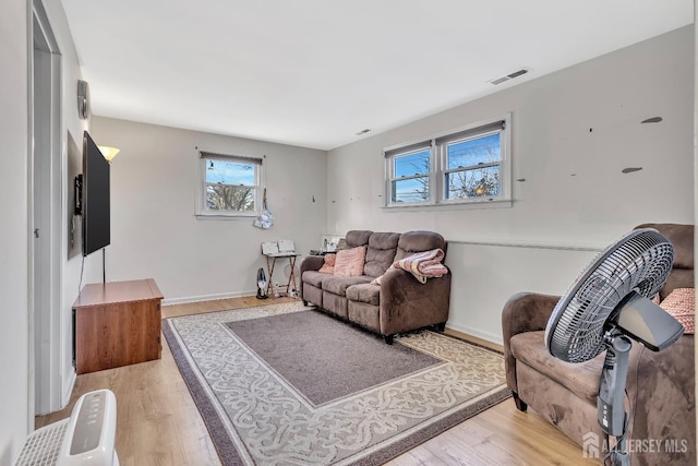 living room featuring light hardwood / wood-style floors