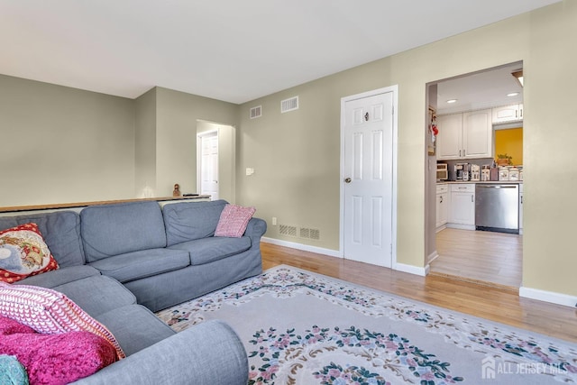 living room featuring light hardwood / wood-style flooring