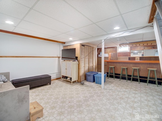 451 Burroughs Ter, Union Twp, NJ 07083 - living area with a drop ceiling, recessed lighting, and a bar