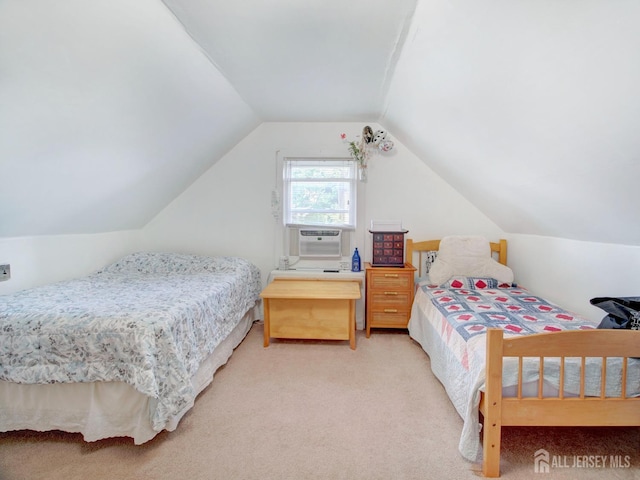 451 Burroughs Ter, Union Twp, NJ 07083 - bedroom featuring cooling unit, light colored carpet, and vaulted ceiling
