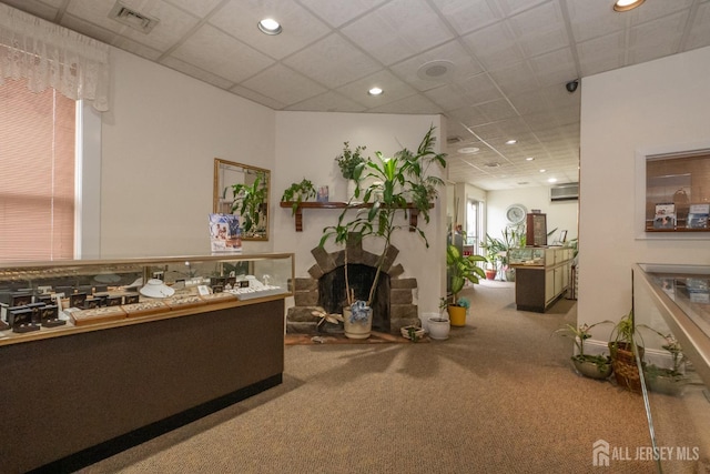 173 N Main St, Milltown, NJ 08850 - hall featuring carpet floors, recessed lighting, and a wall mounted air conditioner