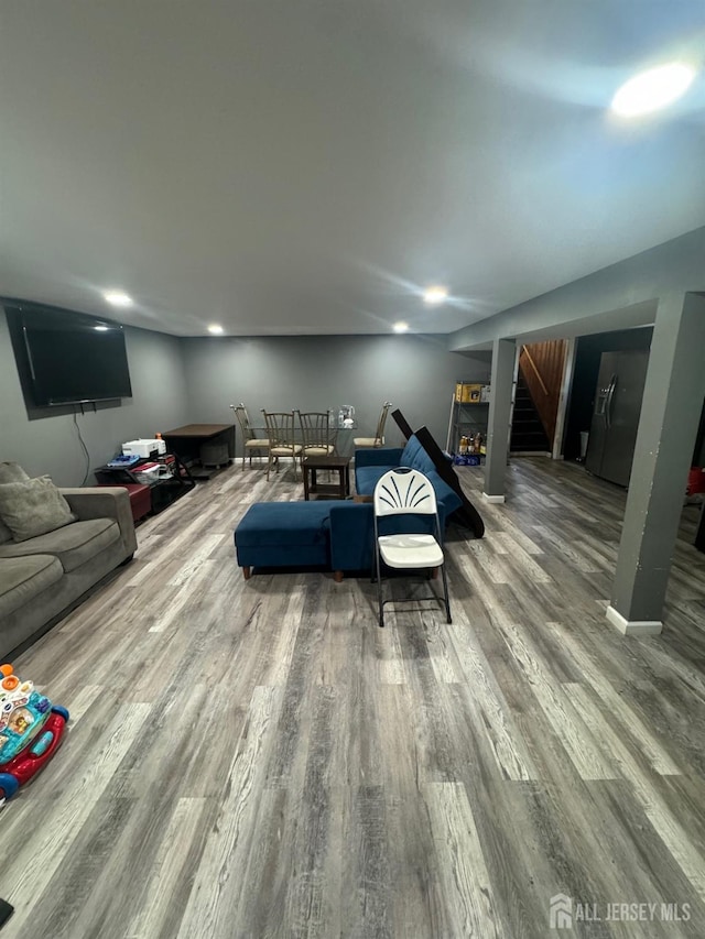 living room featuring wood-type flooring