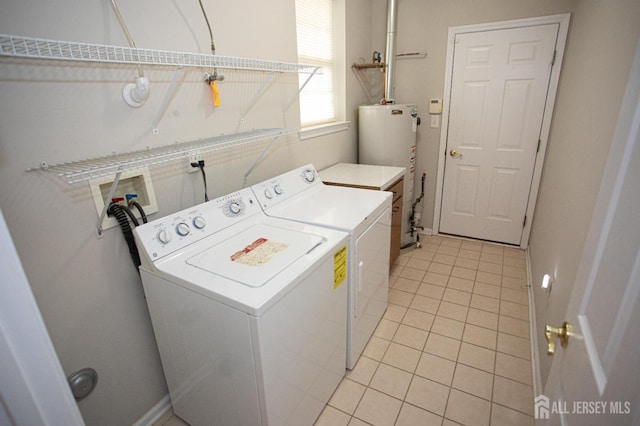 247 Springmeadow Way, Monroe, NJ 08831 - washroom featuring independent washer and dryer, water heater, and light tile patterned floors