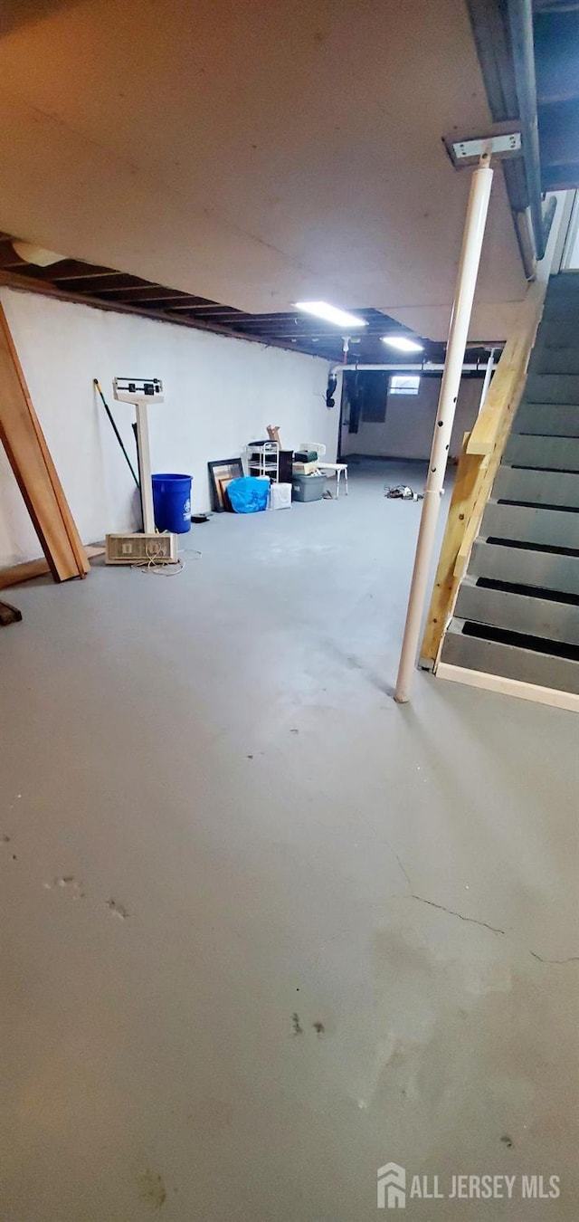 308 Codrington Pl, Bound Brook, NJ 08805 - unfinished basement with stairway