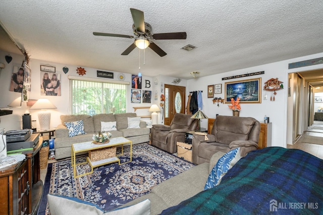 109-B Hemlock Plz, Monroe, NJ 08831 - living room with ceiling fan, a textured ceiling, and wood finished floors