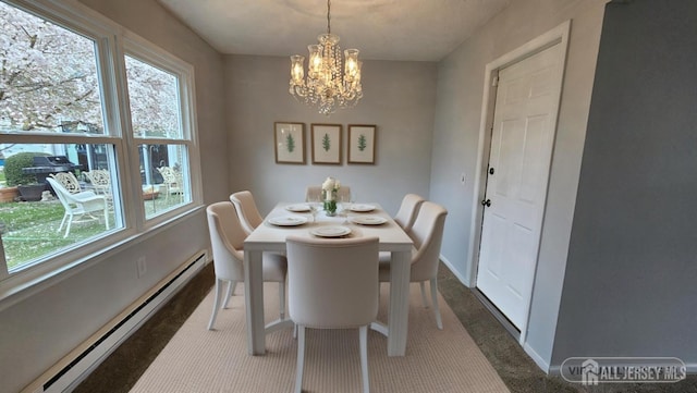 467 New Haven Way Unit A, Monroe, NJ 08831 - dining space featuring baseboard heating, a chandelier, and baseboards
