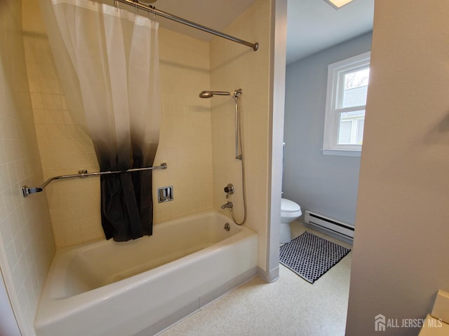 467 New Haven Way Unit A, Monroe, NJ 08831 - bathroom featuring a baseboard radiator, toilet, and shower / tub combo