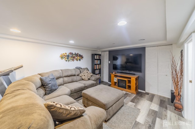 119 Carteret Ave, Carteret, NJ 07008 - living area featuring wood finished floors and recessed lighting