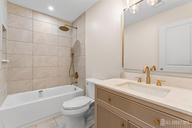 38 Louise Dr, East Brunswick, NJ 08850 - bathroom with vanity, shower / bathtub combination, and tile patterned floors