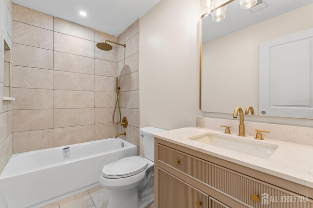 38 Louise Dr, East Brunswick, NJ 08850 - bathroom featuring vanity, shower / tub combination, and tile patterned floors