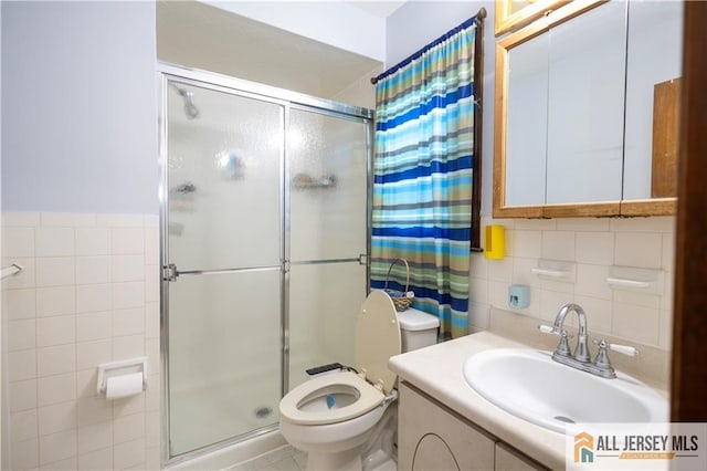 11 Gunpowder Dr, East Brunswick, NJ 08816 - bathroom featuring tile walls, a shower stall, and vanity