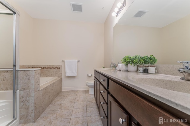 7209 Minuteman Ln, Franklin, NJ 08873 - full bath with a garden tub, toilet, double vanity, tile patterned floors, and baseboards