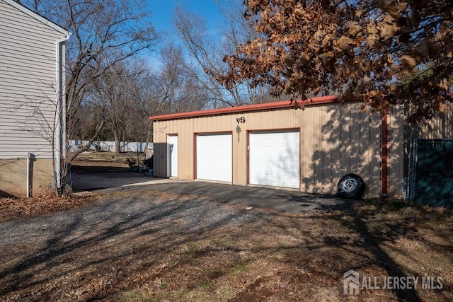 view of detached garage