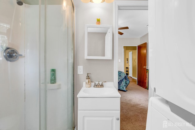 4 Dayton Rd, Edison, NJ 08817 - full bath featuring a shower stall, vanity, and ceiling fan