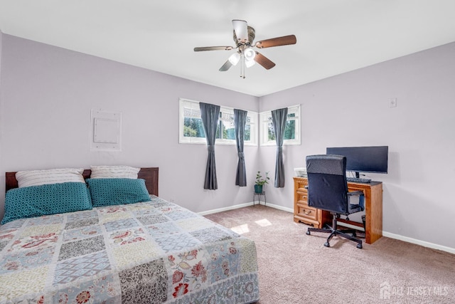 4 Dayton Rd, Edison, NJ 08817 - bedroom with light colored carpet, baseboards, an office area, and ceiling fan
